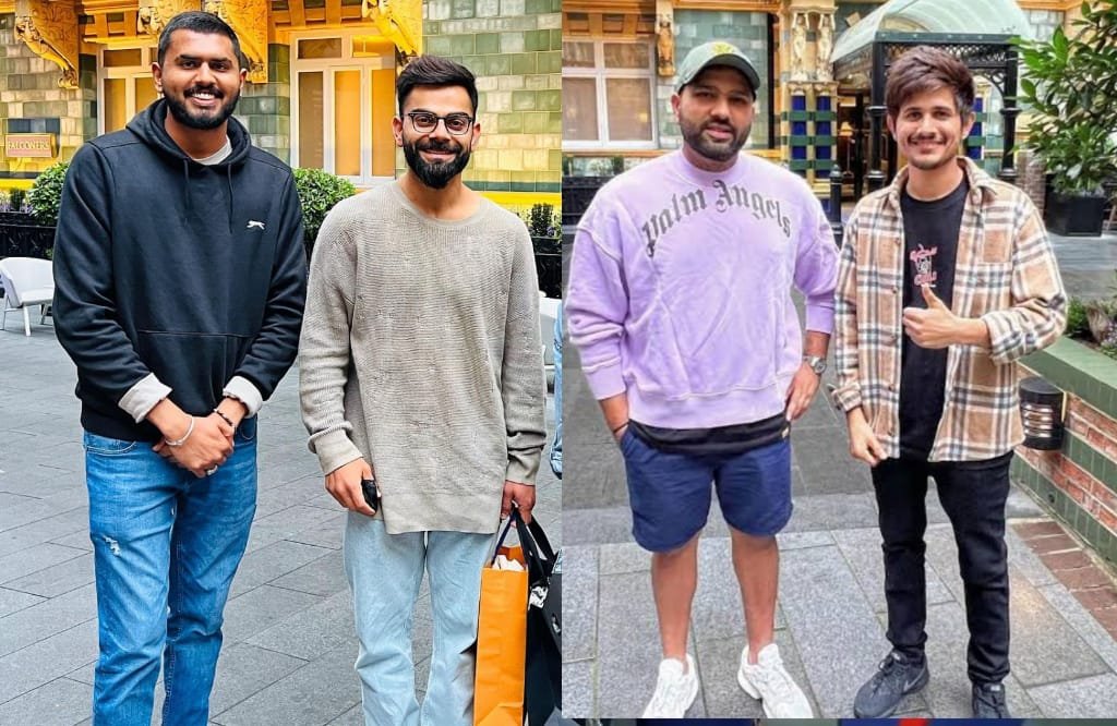 Rohit sharma and virat kohli with fans without face mask