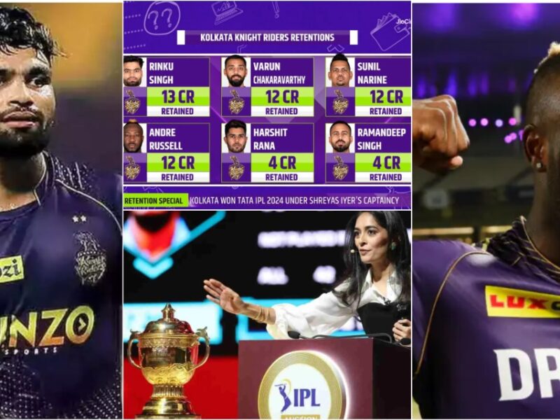 Kolkata Knight Riders ने श्रेयस को किया बाहर, शाहरुख़ ने रिंकू को 14 करोड़ रसेल को 12 करोड़, कुल 6 खिलाड़ी हुए रिटेन