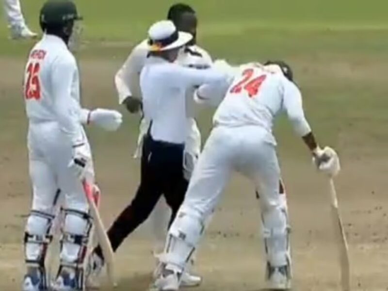 पहले धक्का-मुक्की फिर मारपीट, Live Cricket मैच में अफ़्रीकी गेंदबाज-बांग्लादेशी बल्लेबाज को जमकर की कुटाई, वीडियो वायरल