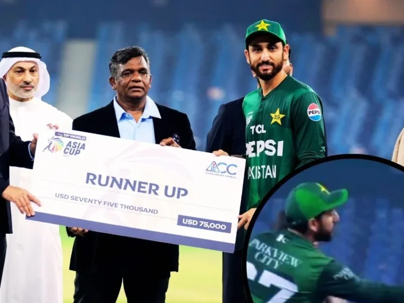 salman ali agha throws the cheque