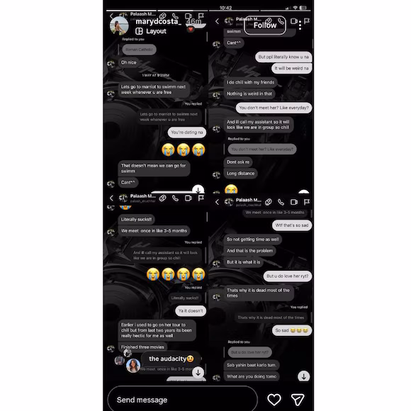 Palash Muchhal Mary Chat