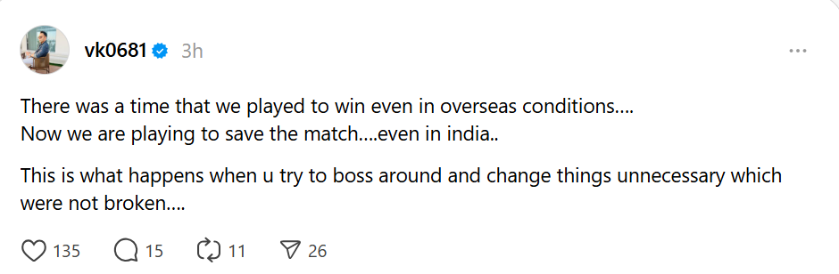 Vikas Kohli on Gautam Gambhir