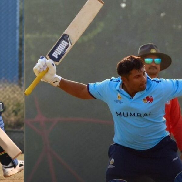 6 6 6 6 4 4 4…सरफराज खान ने भाई के साथ मिलकर मचाई तबाही, 75 गेंद पर ठोक डाले 157 रन, जूनियर तेंदुलकर की हुई कुटाई