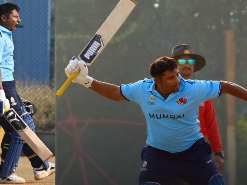 6 6 6 6 4 4 4…सरफराज खान ने भाई के साथ मिलकर मचाई तबाही, 75 गेंद पर ठोक डाले 157 रन, जूनियर तेंदुलकर की हुई कुटाई