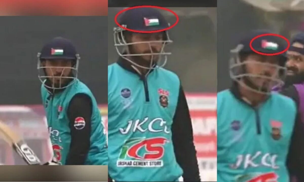 Furqan Bhat is wearing a Palestinian flag