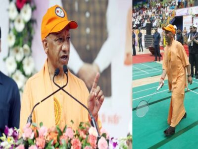 बैडमिंटन कोर्ट में छाए सीएम योगी, खिलाड़ियों को दिया जीत का मंत्र