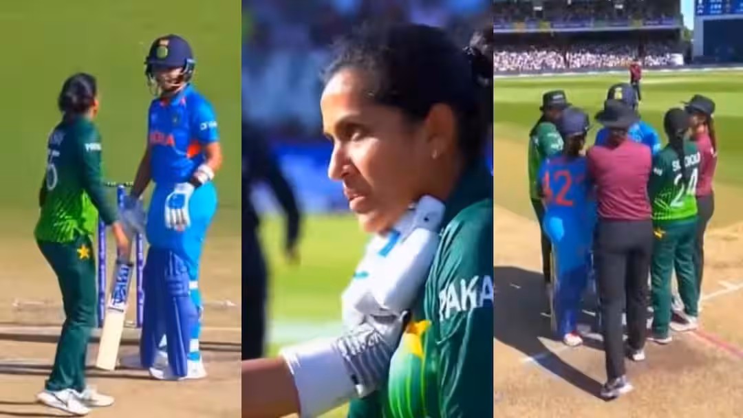 IND vs PAK Harmanpreet Kaur Fatima Sana Fight