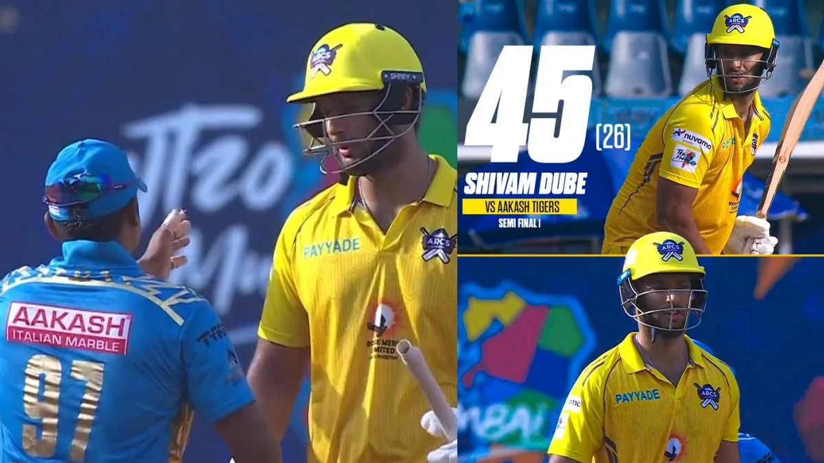 shivam dube team against aakash tigers