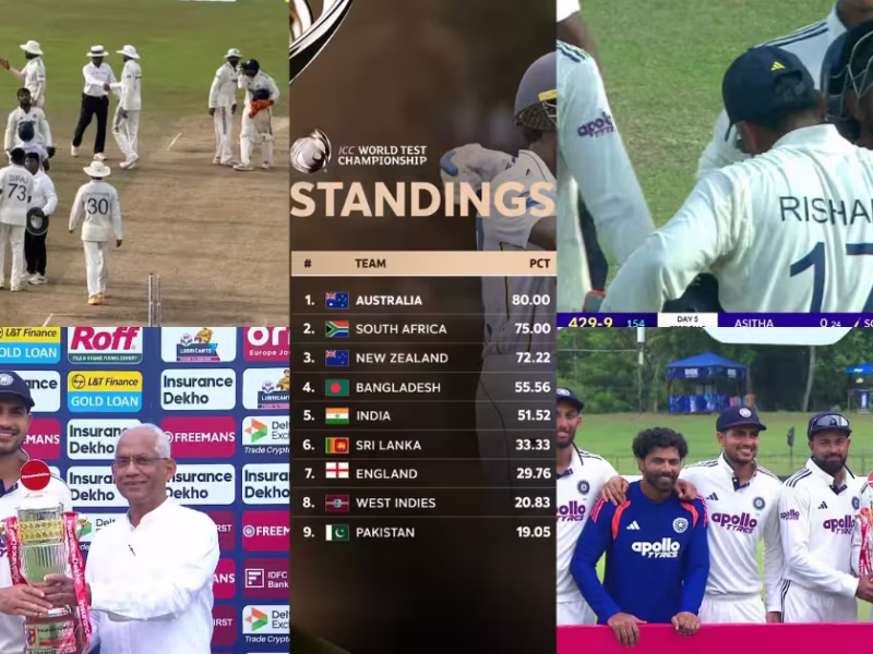 WTC POINTS TABLE TEAM INDIA IND vs SL